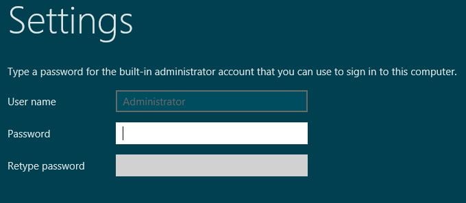 Windows Server 8 - Passwort-Einstellungen für den verborgenen Administrator