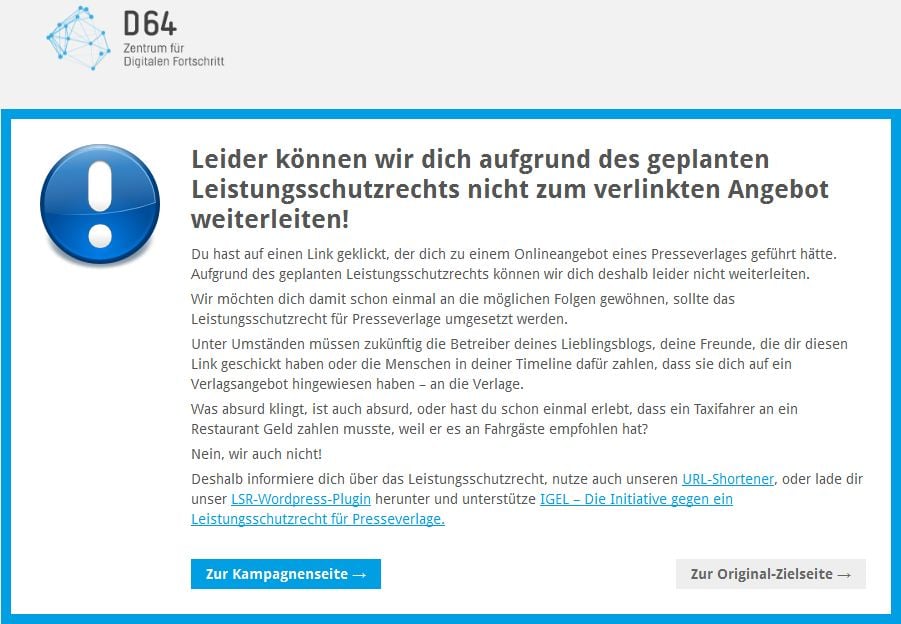 Hinweis des WordPress-Plugins D64 LSR Stop Hinweis des WordPress-Plugins D64 LSR Stop