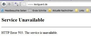 Textguard - Dienst nicht verfügbar - Screenshot