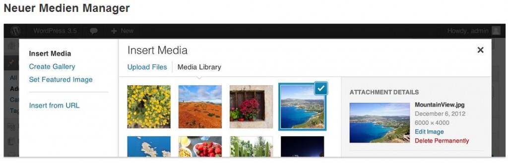 Medienverwaltung in WordPress 3.5