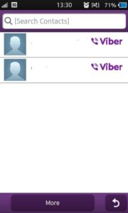 Viber Kontakte - Screenshot mit unkenntlichen Namen