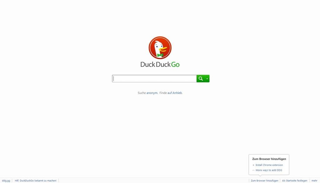 DuckDuckGo-Startseite im Google Chrome - Screenshot Henning Uhle