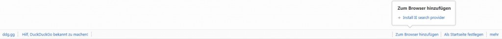 DuckDuckGo im Internet Explorer (nur der untere Bereich) - Screenshot Henning Uhle