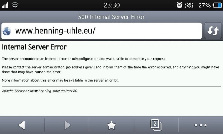 Internal Server Error - (C) Screenshot vom Smartphone - Henning Uhle