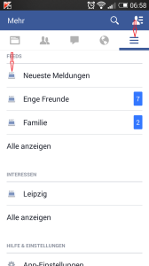 Screenshot aus der Facebook App mit den Feeds - Henning Uhle