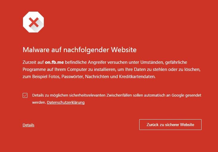Google Chrome Sicherheitswarnung vor Links, die mit Bitly gekürzt wurden - Screenshot Henning Uhle
