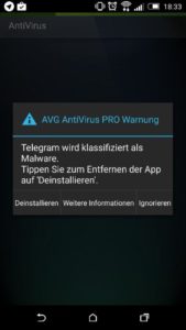 AVG-Warnung vor Telegram