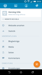 WordPress-Backend in der WordPress-App