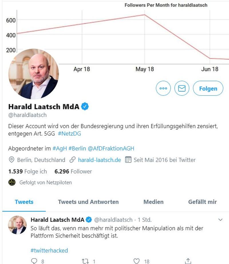 Der Berliner Abgeordnete Harald Laatsch und seine Erklärung zum Twitter-Betrug