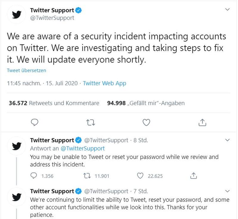 Zum Twitter-Betrug hat sich der Support gemeldet