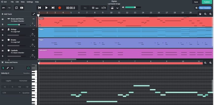 Der Mix Editor im BandLab ist nicht nur für Keyboard-Musik geeignet