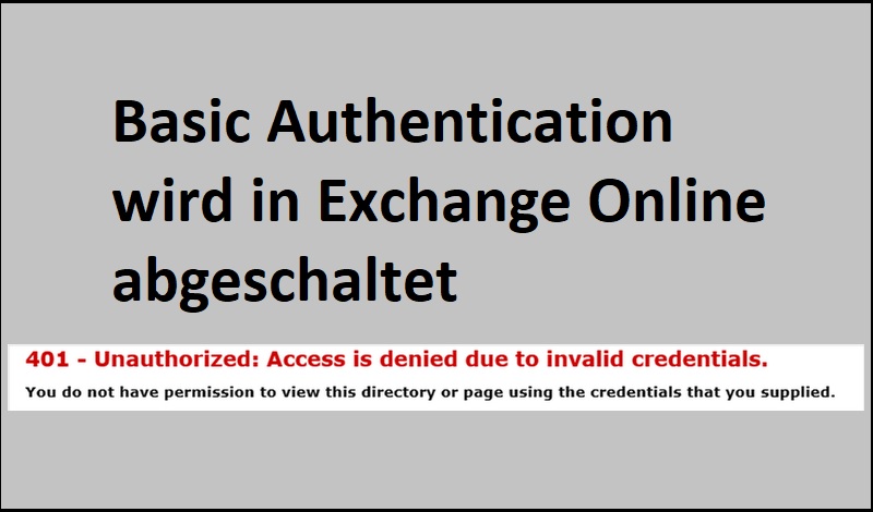 Basic Authentication wird in Exchange Online abgeschaltet