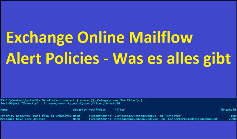 Exchange Online Mailflow Alert Policies - Was es alles gibt