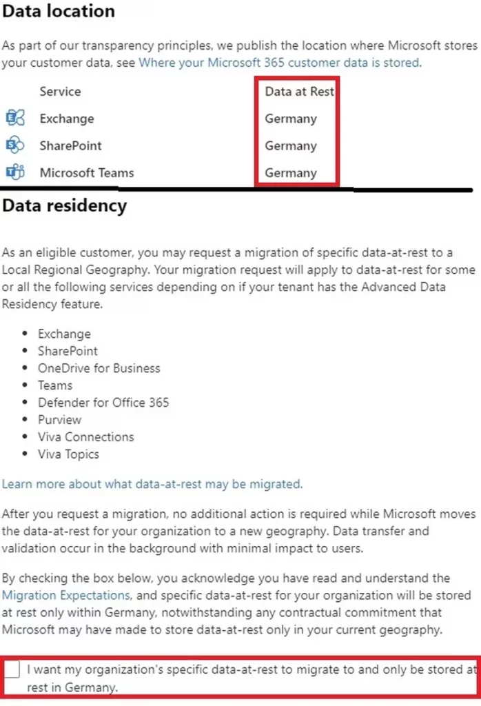Data location und Data residency, wo ich steuern kann, wo ich meine Daten von Microsoft 365 verarbeitet haben will